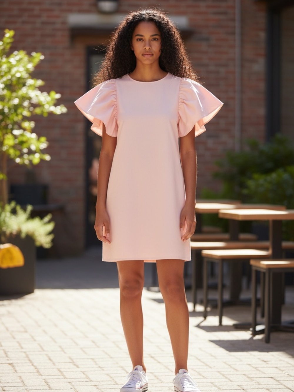Madewell Flutter Sleeve Poplin
Shift Dress in Light Petal